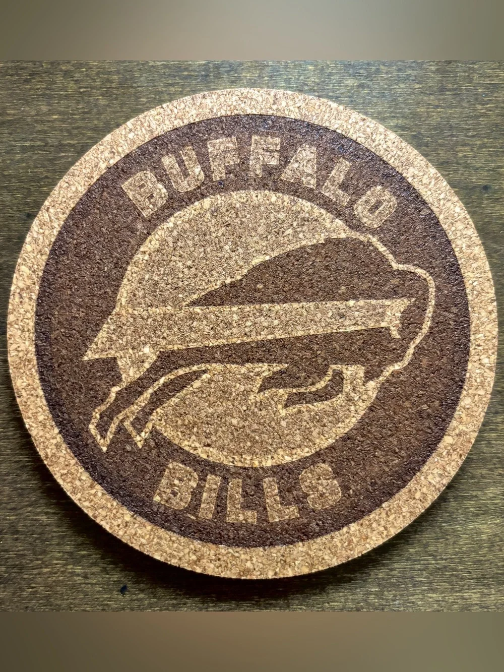 Buffalo Bills Laser Engraved Cork Coaster